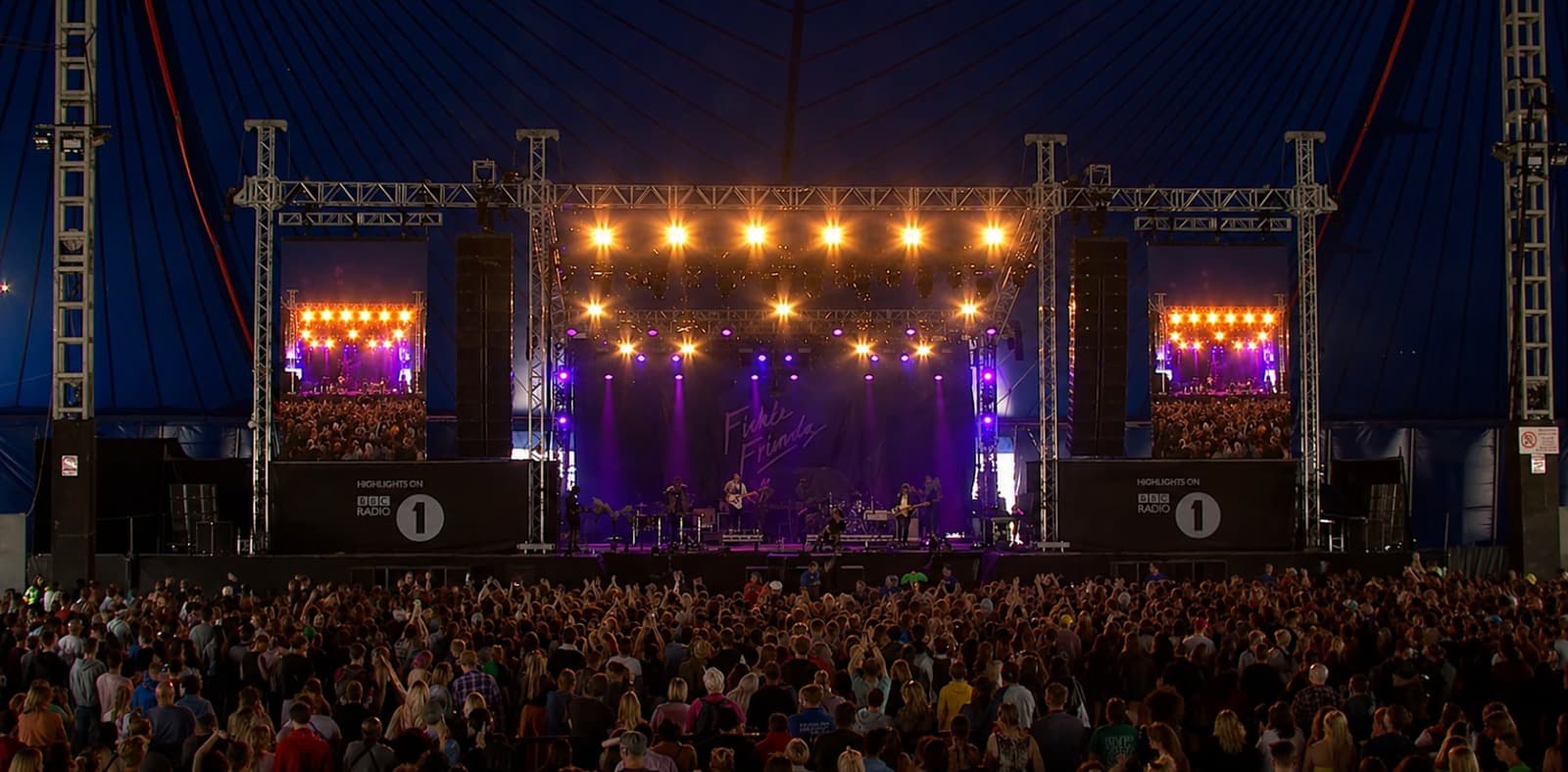 Fickle Friends live at a major festival, BBC Radio 1 stage, large crowd